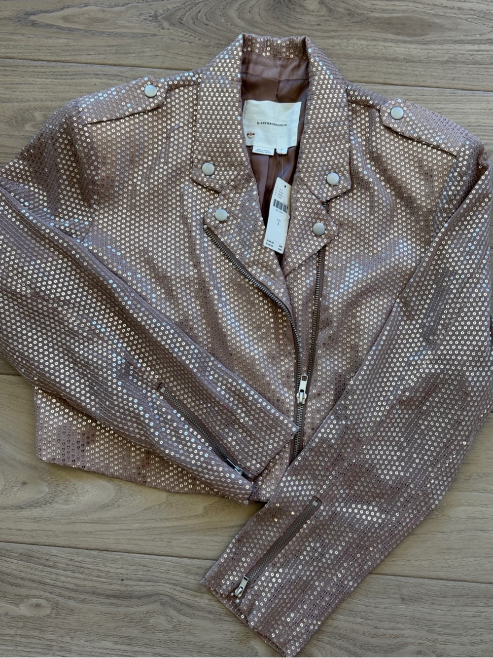 Anthropologie rose sequin jacket new with tags